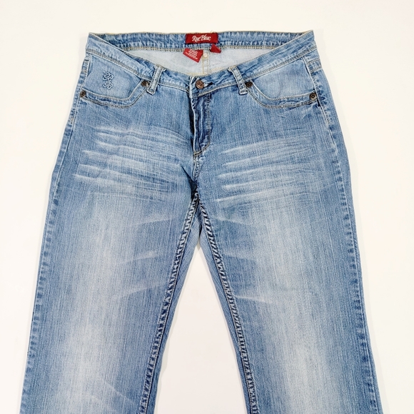 RUE BLUE ♡ Sweet Thin Stretchy Comfy Denim Faded 'n Distressed Blue Jeans 8 - Picture 12 of 14